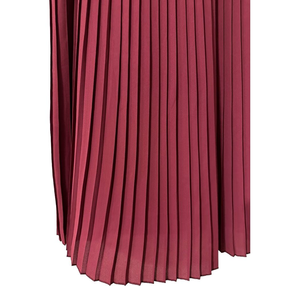 J. Crew Pleated Midi Skirt in Burgundy - Picture 2 of 5